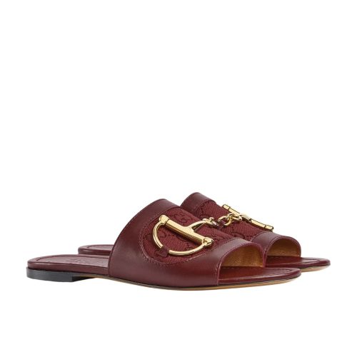 GUCCI WOMEN'S SLIDE SANDAL WITH HORSEBIT ROSSO ANCORA RED 834427 AAE04 6273