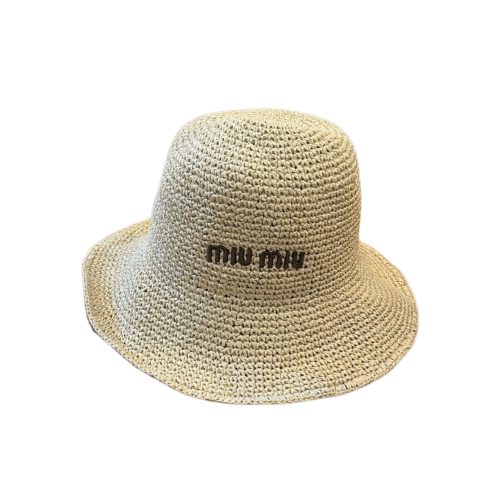 MIUMIU FABRIC WOVEN HAT BEIGE