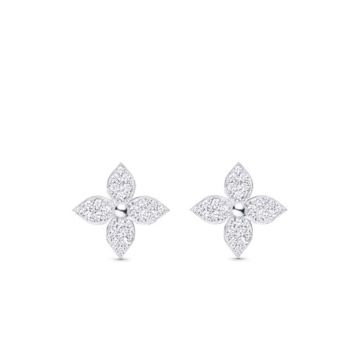 LOUIS VUITTON IDYLLE BLOSSOM STUD EARINGS WHITE GOLD Q96966