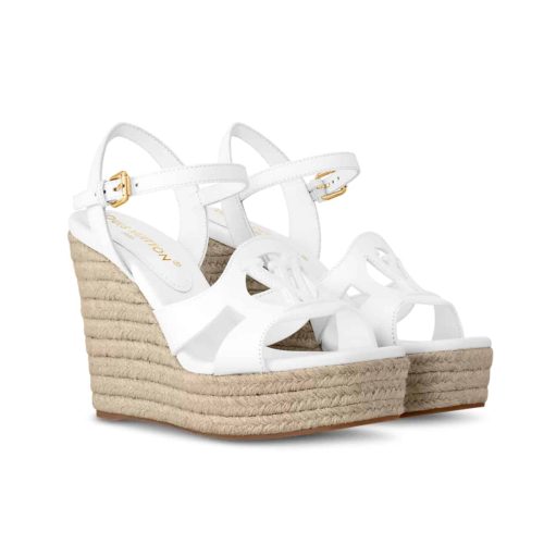 LOUIS VUIITON LV ISOLA WEDGE SANDAL WHITE 1ACI8O