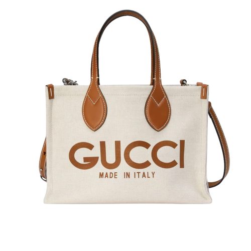 GUCCI MEDIUM TOTE BAG WITH GUCCI PRINT BEIGE 28CM 772144 FACUL 8451