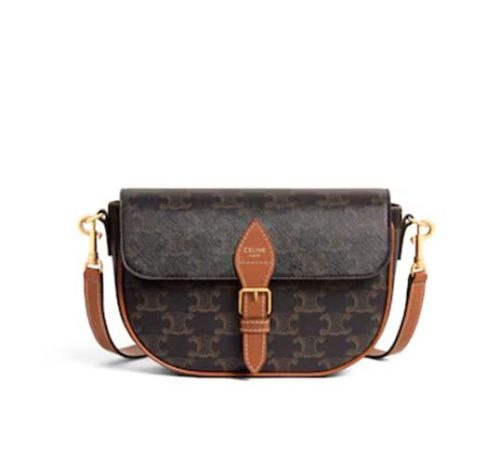 Celine FOLCO SHOULDER BAG IN Triomphe Canvas and Calfskin