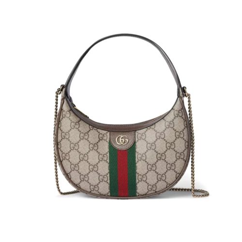 GUCCI OPHIDIA SMALL SHOULDER BAG BEIGE AND DARK BROWN GG FABRIC 22CM 838463 FAE0P 9746