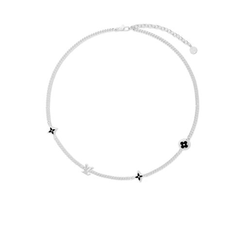 LOUIS VUITTON LV SPIKE CHARMS NECKLACE SILVER M01717