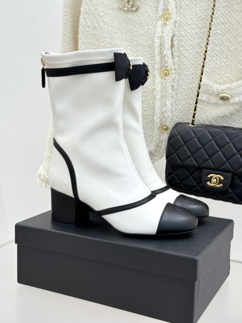 Chanel Ankle Boots in Mesh and Grosgrain