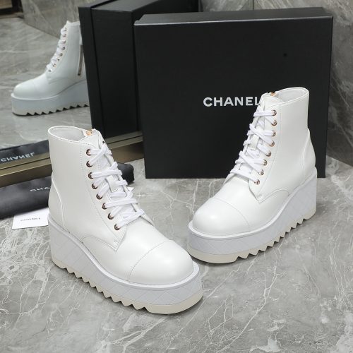 Chanel Calfskin Pearl Cap Toe Ankle Boots