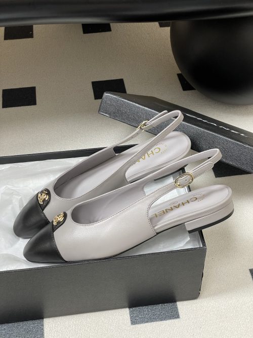 Chanel SLINGBACKS GREY BLACK