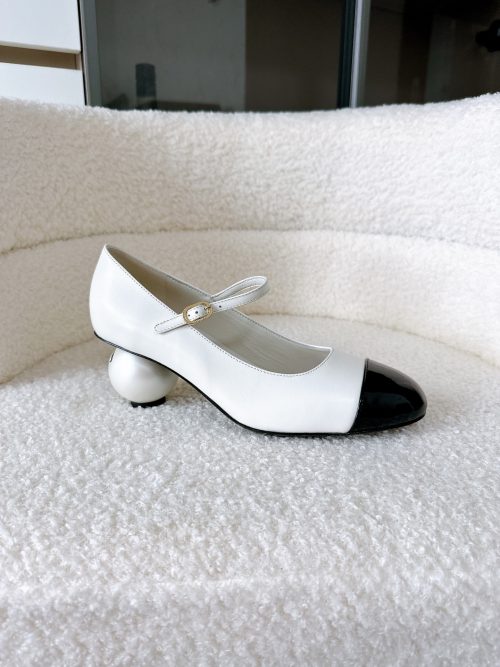Chanel Mary Janes White Flats