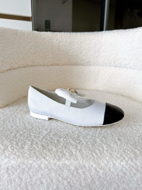 Chanel White Jennie Ribbon Flats
