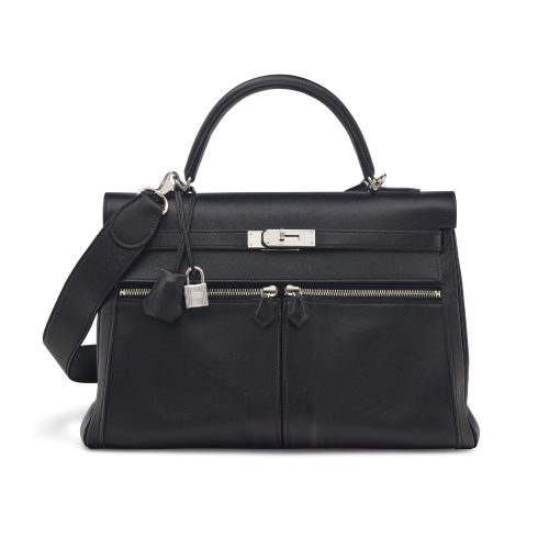 HERMES SWIFT KELLY LAKIS 35 BLACK 25CM