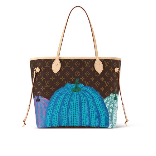 LOUIS VUITTON X YAYOI KUSAMA NEVERFULL MM MONOGRAM PUMPKIN DOTS BLUE 31CM M46468