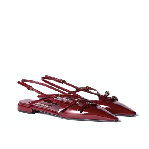 MIUMIU LEATHER SLINGBACK BALLERINAS WITH BUCKLES RED 5F476E 069 F0D27 F 010
