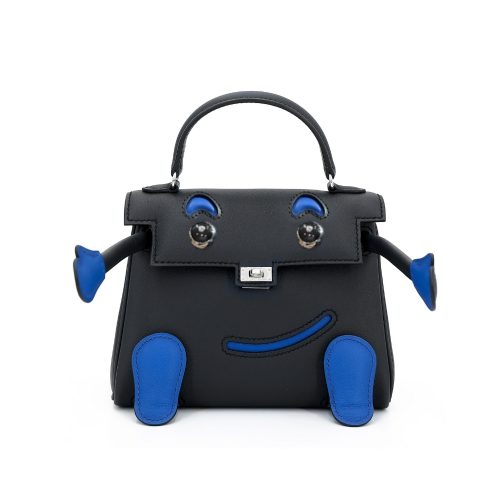 HERMES KELLY DOLL HORSESHOE QUELLE IDOLE BLACK BLEU 17CM