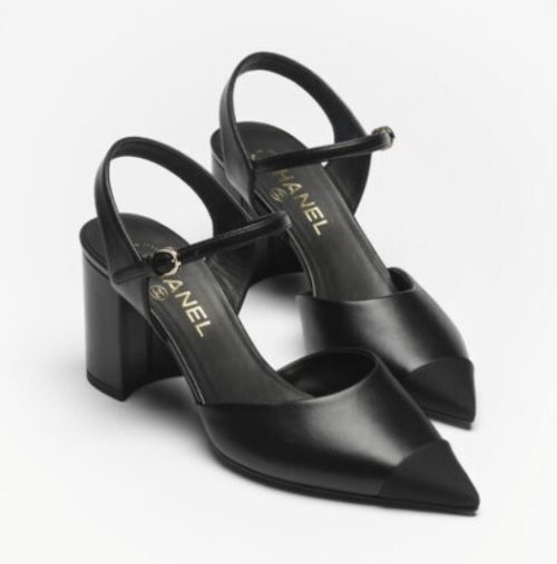 Chanel black slingbacks heels