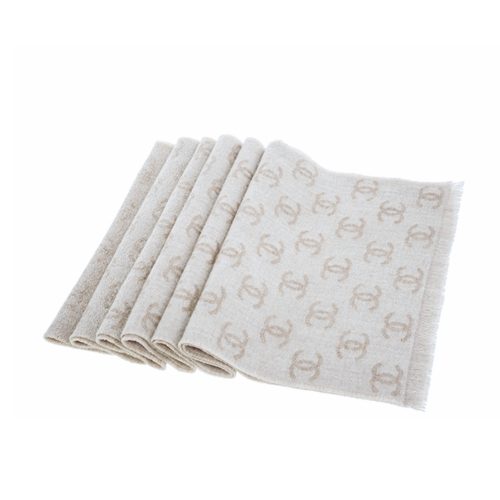 CHANEL 24B FULL CC SCARF BEIGE AND MILK TEA 180CM