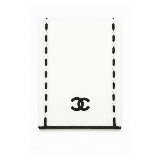CHANEL CC LOGO CASHMERE SCARF WHITE 180CM