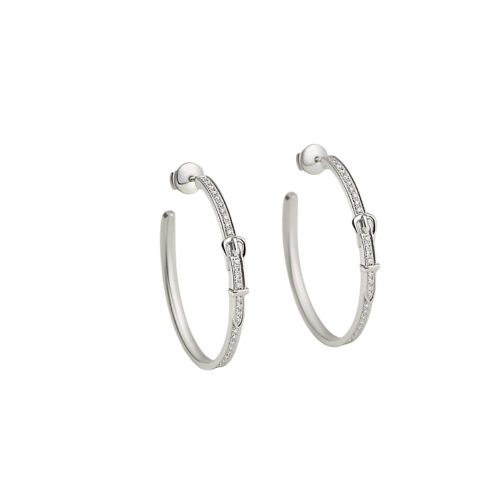 HERMES ETRIVIERE DANGLE EARRINGS WHITE GOLD
