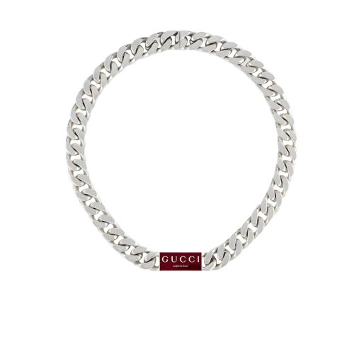 GUCCI ENAMEL CHAIN NECKLACE IN 925 STERLING SILVER