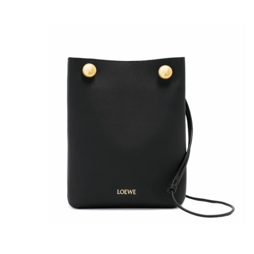 LOEWE PEBBLE POUCH BLACK 22CM