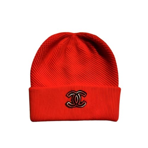 CHANEL CC LOGO CASHMERE BEANIE RED