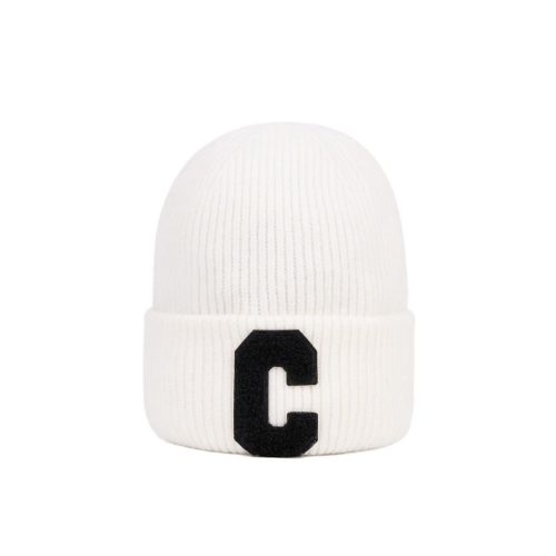 CELINE INITIAL BEANIE WHITE