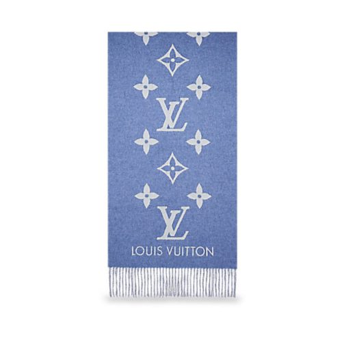 LOUIS VUITTON REYKJAVIK SCARF BLUE DENIM 180CM