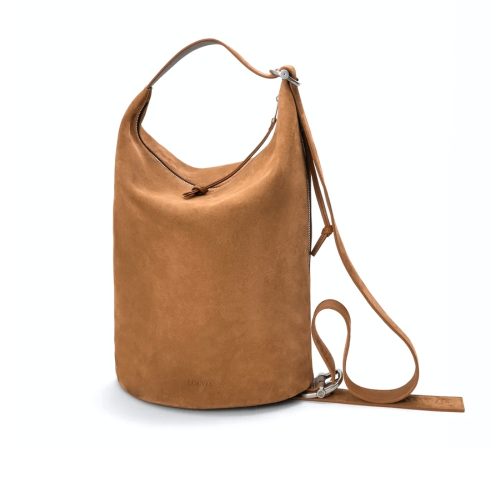 LOEWE LOOP BUCKET IN SUEDE TOBACCO 35CM
