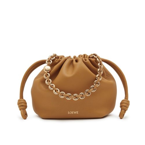 LOEWE MINI FLAMENCO PURSE IN MELLOW NAPPA BROWN 16CM