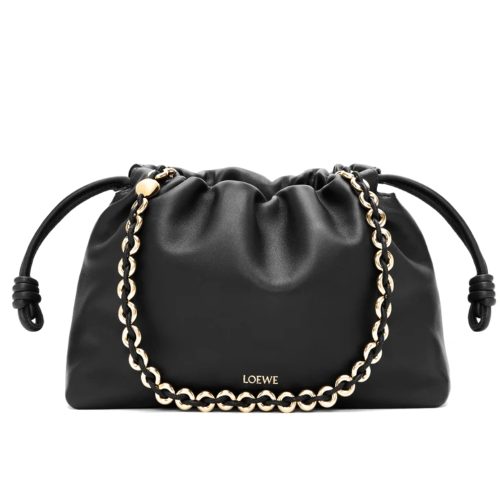LOEWE MEDIUM FLAMENCO PURSE IN MELLOW NAPPA BLACK 30CM