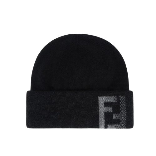 FENDI BEANIE BLACK WOOL HAT BLACK