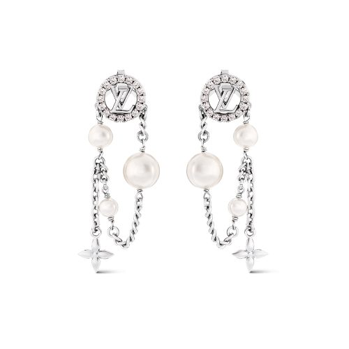 LOUIS VUITTON MIDNIGHT PEARL EARRINGS PALLADIUM M02888