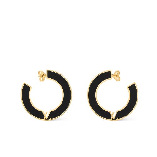 LOUIS VUITTON LV INITIALES EARRINGS BLACK M03026